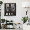 Brown Wooden Bathroom Wall / Medicine Cabinet with Mirrored Doors and Shelf