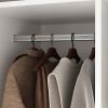 Mid-Century Wardrobe Armoire with Louver Doors Storage Drawers and Hanging Rod