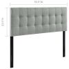King size Grey Fabric Upholstered Headboard with Modern Tufting