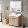White Wall-Mount Bathroom Medicine Cabinet with Louver Doors and Storage Shelf