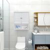 White Wall-Mount Bathroom Medicine Cabinet with Louver Doors and Storage Shelf