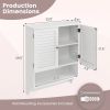 White Wall-Mounted Bathroom Storage Medicine Cabinet with Louver Doors