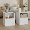 Luxury-lite style white hollow bedside cabinet set