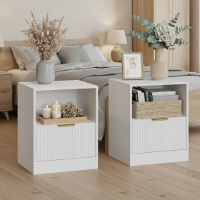 Luxury-lite style white hollow bedside cabinet set