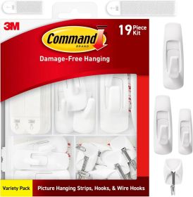 Variety Pack, Including 10 Pairs of Picture Hanging Strips, 6 Wire Hooks and 8 Utility Hooks for Hanging Christmas Decorations