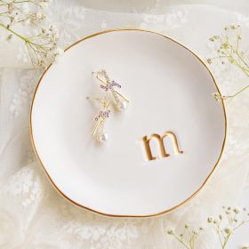 HOME - Ceramic Jewelry Tray, Decorative Trinket Dish for Rings Earrings Necklaces Bracelet Watch Keys, Birthday Mother's Day Gift for Women, 4.75