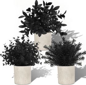 3 Pack Black Fake Plants Artificial Eucalyptus Plants Topiaries for Decorations Bathroom Accessories Home Office Desk Farmhouse Room Table Shelf