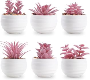 Set of 6 Pink Succulents Plants Artificial in Pots Small Fake Plants for Girls Pink Room Decor Office Desk Accessories for Women