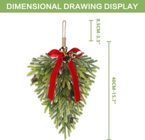 2PCS Christmas Decorations, Artificial Front Door Christmas Wreaths, Hanging Bell Bow Decorations, for Fireplace Home Holiday Wall Party Xmas Dec