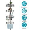 Corner Shower Caddy Tension Pole, Quick Setup, Rust-Free Bathroom Shower Organizer Corner for Bathtub Shampoo Storage, 4-Tier Adjustable Shelf