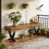 Entryway Shoe Bench, Industrial End of Bed Stool with Metal X-Shaped Legs
