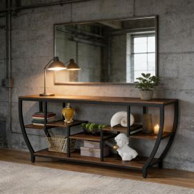 Industrial Console Table, Entryway Sofa Table with Shelves