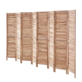 Wood Room Divider, 8 Panel Wood Folding Privacy Screen, 66.9 Inches Tall Indoor Louvered Partition Divider, Portable Decoration Screen