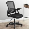 Ergonomic Mesh Back Office Chair with Flip Up Arms for Adults, Black Fabric, 275lb