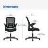 Ergonomic Mesh Back Office Chair with Flip Up Arms for Adults, Black Fabric, 275lb