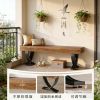 Entryway Shoe Bench, Industrial End of Bed Stool with Metal X-Shaped Legs