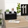 Bamboo Desk Organizer - Mini Bamboo Desk Drawer Tabletop Cosmetic Storage Organization for Office or Home Black with Shelf