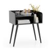 Mid Century Modern Nightstand  with Open Shelves