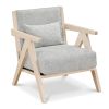 Mid-Century Modern Accent Chair Artificial Leather Sofa Chair with Rubber Wood Frame