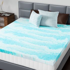 2-3 Inch Gel Memory Foam Mattress Topper Full Size Cooling Mattress Soft and Breathable Bed Topper School Bedroom Furniture (Color: Blue, size: 2 Inches/Twin XL)