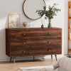 6 Drawer Dresser For Bedroom, Wood Storage Cabinet With Metal Handles, Farmhouse Closet Of Drawers for Living Room