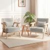 Mid-Century Modern Accent Chair Artificial Leather Sofa Chair with Rubber Wood Frame